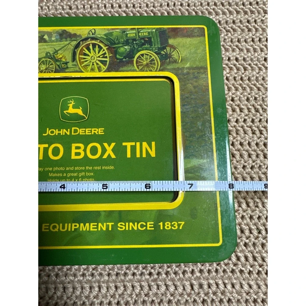 John Deere Photo Box Tin Green Yellow Vintage Tractor 4x6 Picture Frame Storage